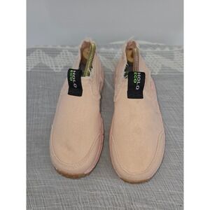 HOLO Footwear Eco Pink Canvas Frayed Slip On Sneakers Womens 7 HW123470